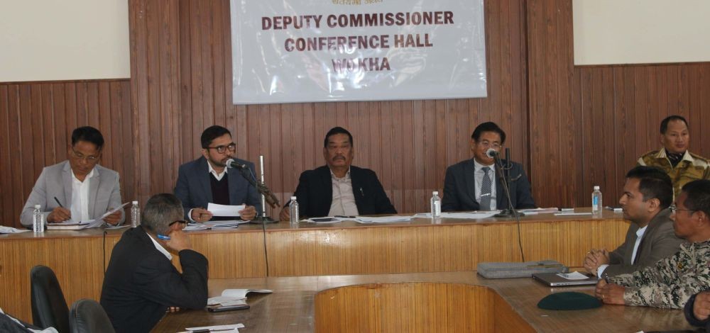 Chairman DPDB Wokha and MLA Y Mhonbemo Humtsoe addressing the meeting on February 11. (DIPR Photo)